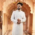 White Panjabi with Chest Contrast