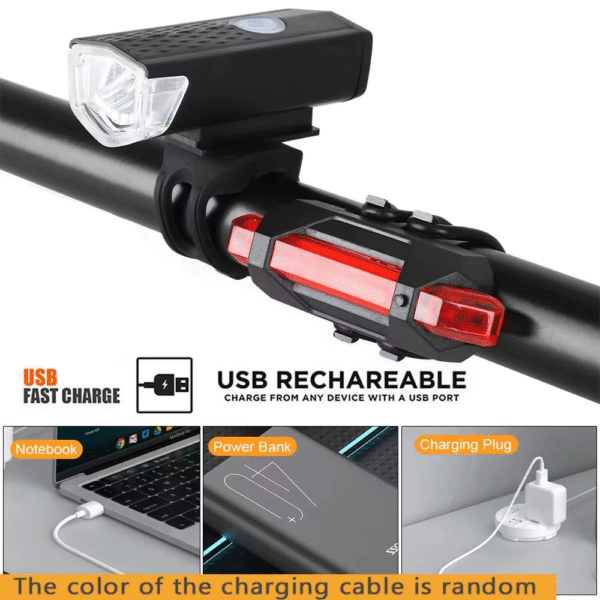 USB Rechargeable LED Bike Light Set for Night Ride - Image 7