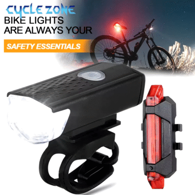 USB Rechargeable LED Bike Light Set for Night Ride - Image 2