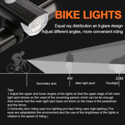 USB Rechargeable LED Bike Light Set for Night Ride - Image 6