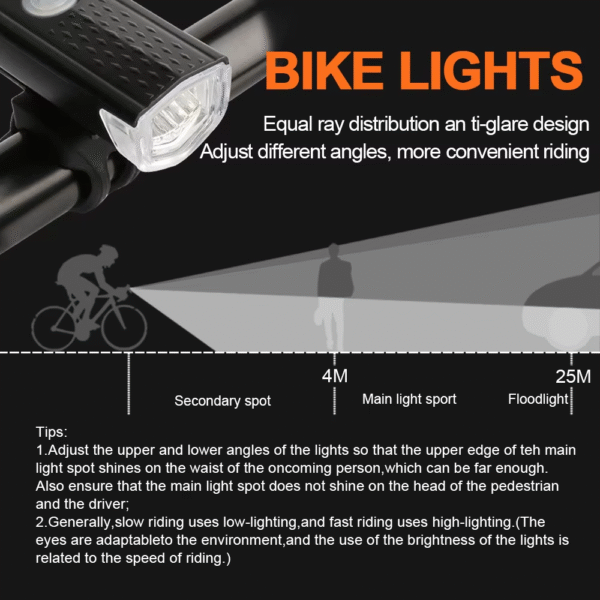 USB Rechargeable LED Bike Light Set for Night Ride - Image 6