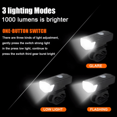 USB Rechargeable LED Bike Light Set for Night Ride - Image 5