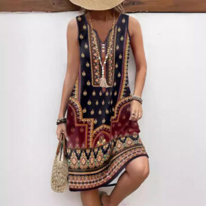Digital Printed V-neck Dress