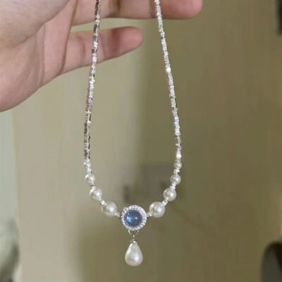 #1 Ocean Blue Water Drop Pearl Necklace – Elegant Jewelry - Image 6