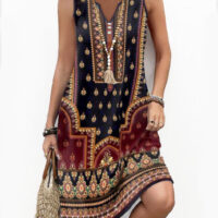 Digital Printed V-neck Dress
