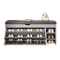 Shoe Storage Bench with Flip Drawer & Padded