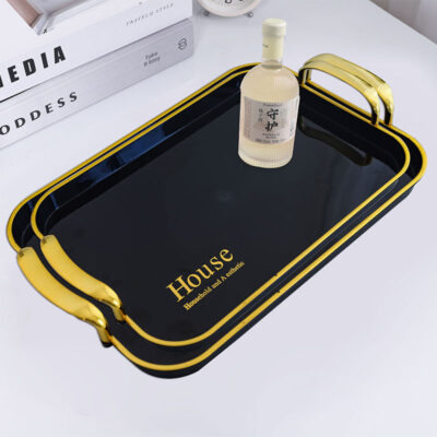 Black Gold Light Luxury Tea Tray Elegant Serving tray - Image 7