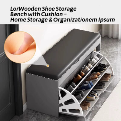 Shoe Storage Bench with Flip Drawer & Padded - Image 12