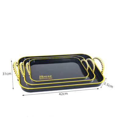 Black Gold Light Luxury Tea Tray Elegant Serving tray - Image 3
