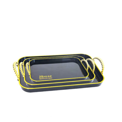 Black Gold Light Luxury Tea Tray Elegant Serving tray - Image 5