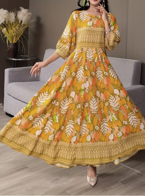 Middle Eastern Embroidered Bohemian Style Maxi Dress for Women - Image 5