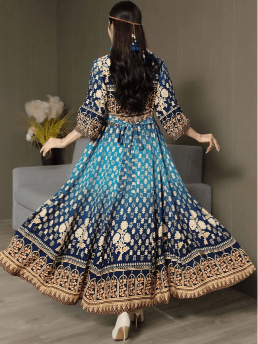Middle Eastern Embroidered Maxi Dress for Women Elegant Loose Fit Ethnic Long Gown - Image 4
