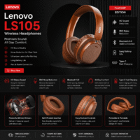 Lenovo LS105 Wireless Headphones – Comfort, Clarity & Performance