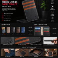 All-in-One Genuine Leather Slim Card Wallet – Minimalist & Stylish