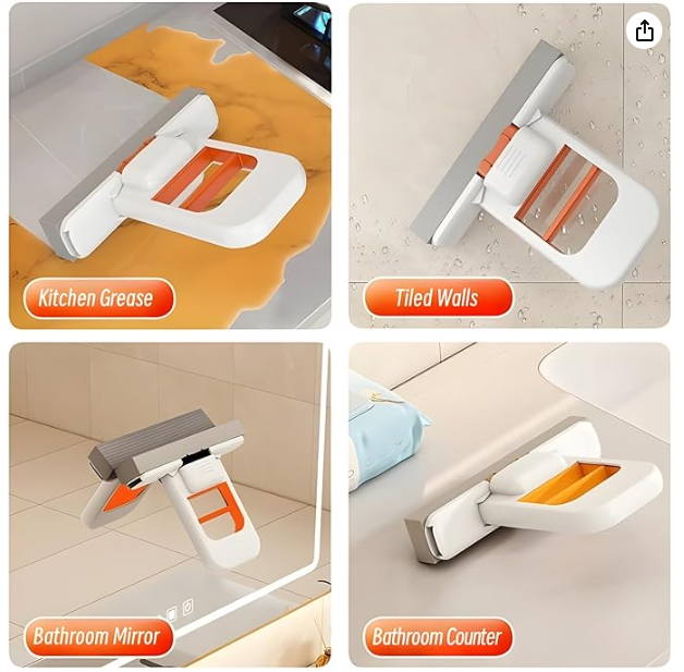 Portable Mini Desktop Mop Self-Squeeze Hand Free Cleaning Mop with 2 Replacement Sponge Heads for Home, Kitchen, Office & Car - Image 6